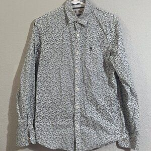 Penguin White Flowered Long Sleeve Shirt, Size Small